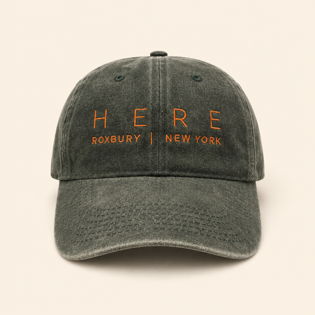HERE Classic Baseball Hat in Grey Green