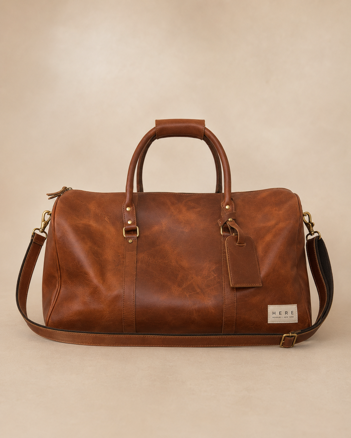 From HERE to There Leather Weekender Bag in Dark Brown — view 4