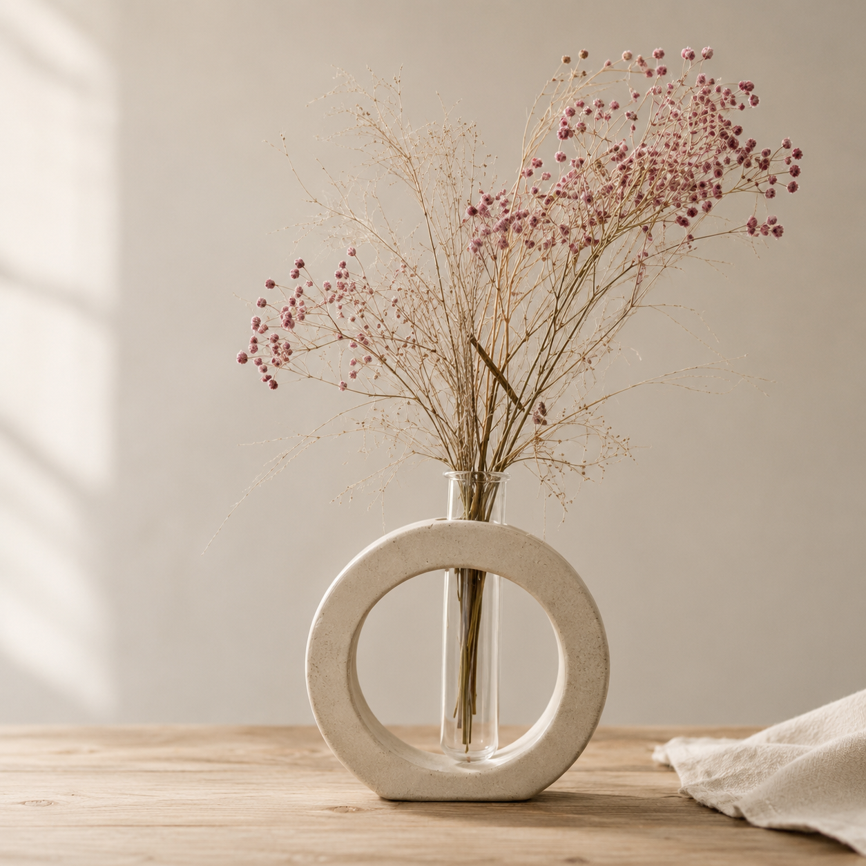 Forever Flowers in Sculptural Vase — Pink